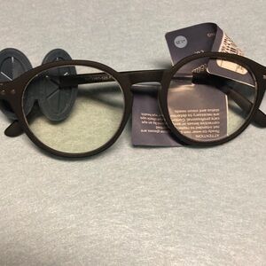 Universal Thread Matte Black Blue Light Round Eyeglass Frames